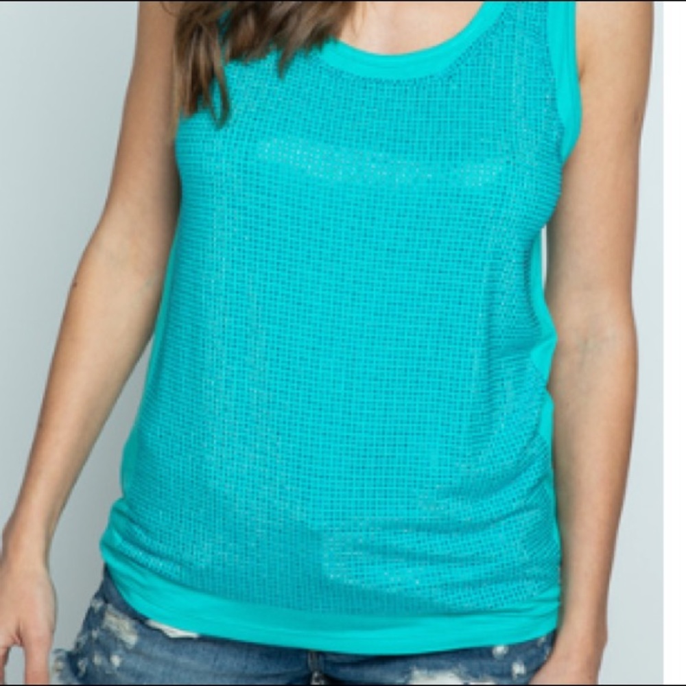 Jade Rhinestone Tank Top